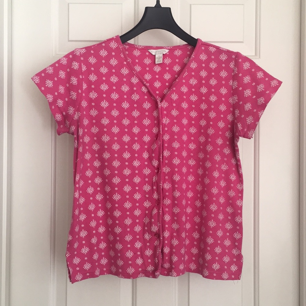 Charter Club Pajama Top Small Pink Short Sleeves